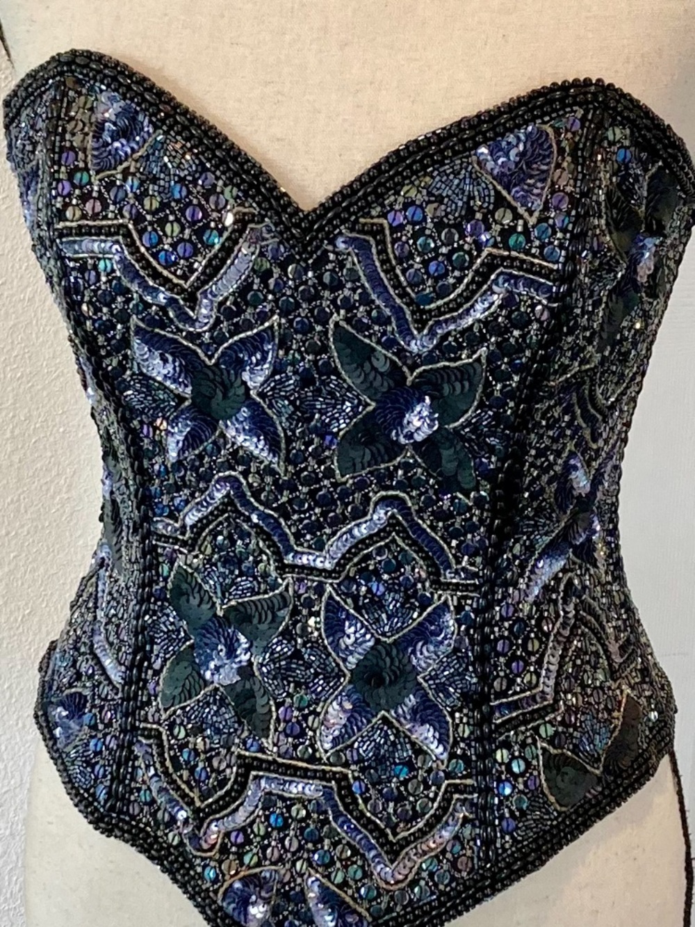 Adrianna Papell Black Evening Corset Top with Embellished Detail - Picture 2 of 7